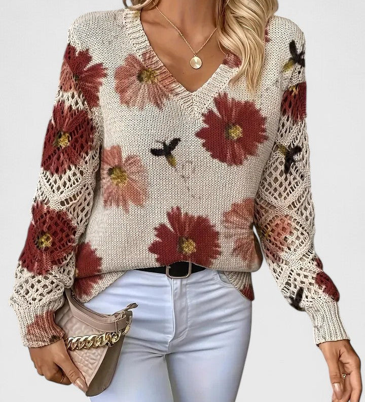 Catarina - Camisola de malha com padrão floral