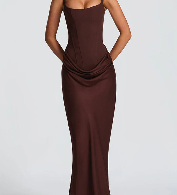 Leonor ❘ Vestido maxi com decote quadrado