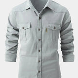 Camisa de Mistura de Denim - Botões