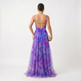 Helena | Vestido de Gala em Tule com Estampado Aguarela