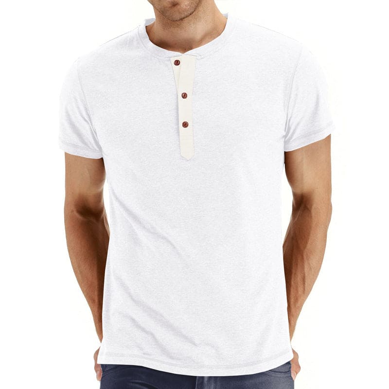 T-Shirt Henley - Malha Macia Gola