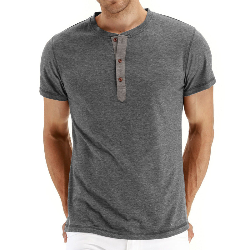 T-Shirt Henley - Malha Macia Gola