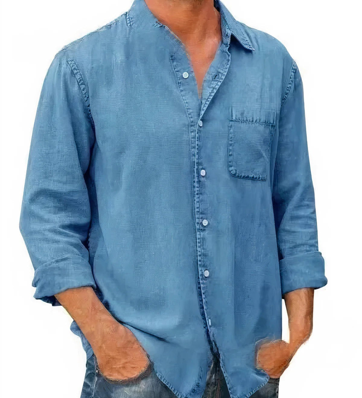 Camisa - Mistura de Denim Longa
