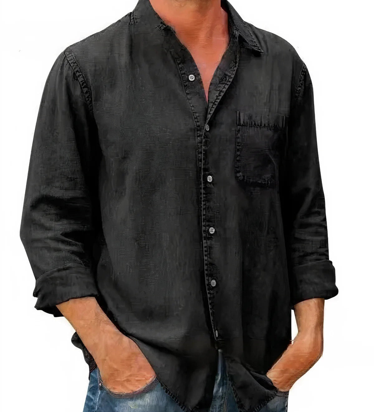 Camisa - Mistura de Denim Longa