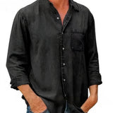 Camisa - Mistura de Denim Longa