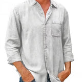 Camisa - Mistura de Denim Longa