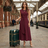 Emilia - Vestido maxi elegante sem mangas e gola redonda