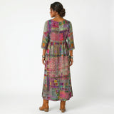 Amélia - Vestido Midi Padrão Abstrato