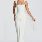 Leonor ❘ Vestido maxi com decote quadrado