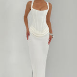 Leonor ❘ Vestido maxi com decote quadrado