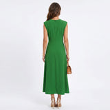 Emilia - Vestido maxi elegante sem mangas e gola redonda