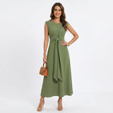 Emilia - Vestido maxi elegante sem mangas e gola redonda