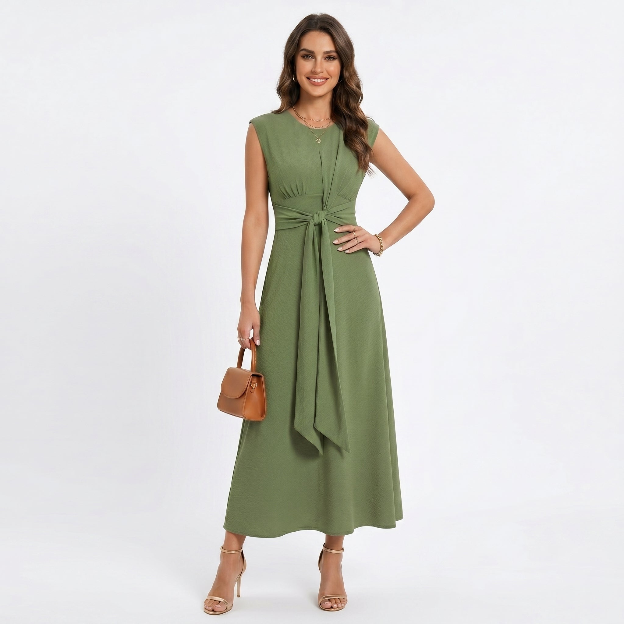 Emilia - Vestido maxi elegante sem mangas e gola redonda