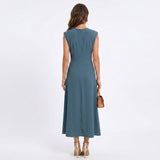 Emilia - Vestido maxi elegante sem mangas e gola redonda