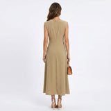Emilia - Vestido maxi elegante sem mangas e gola redonda