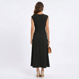 Emilia - Vestido maxi elegante sem mangas e gola redonda