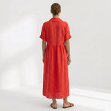 Helena - Vestido Linho Pregas e Botões