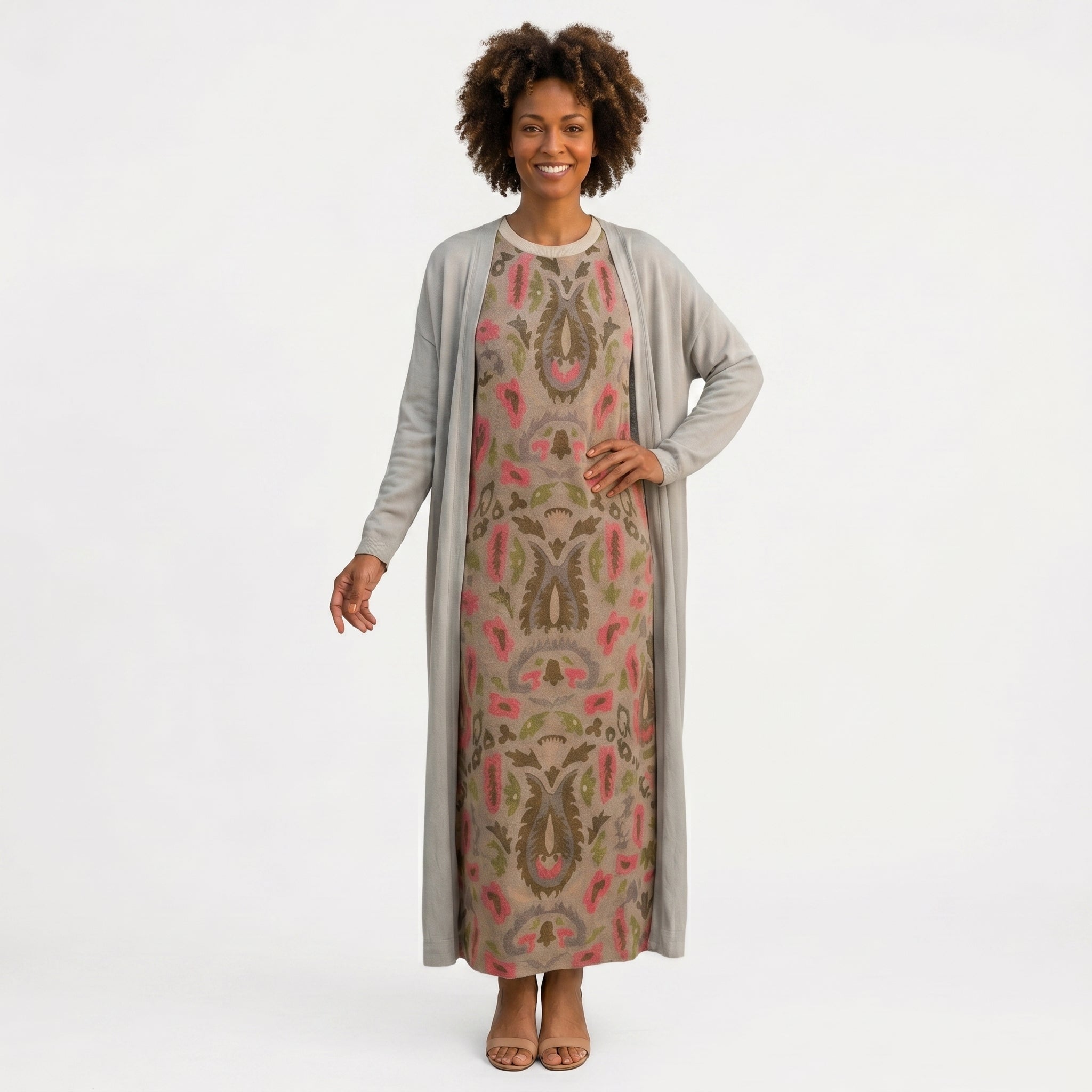 Rafaela – Vestido longo elegante com casaco a condizer